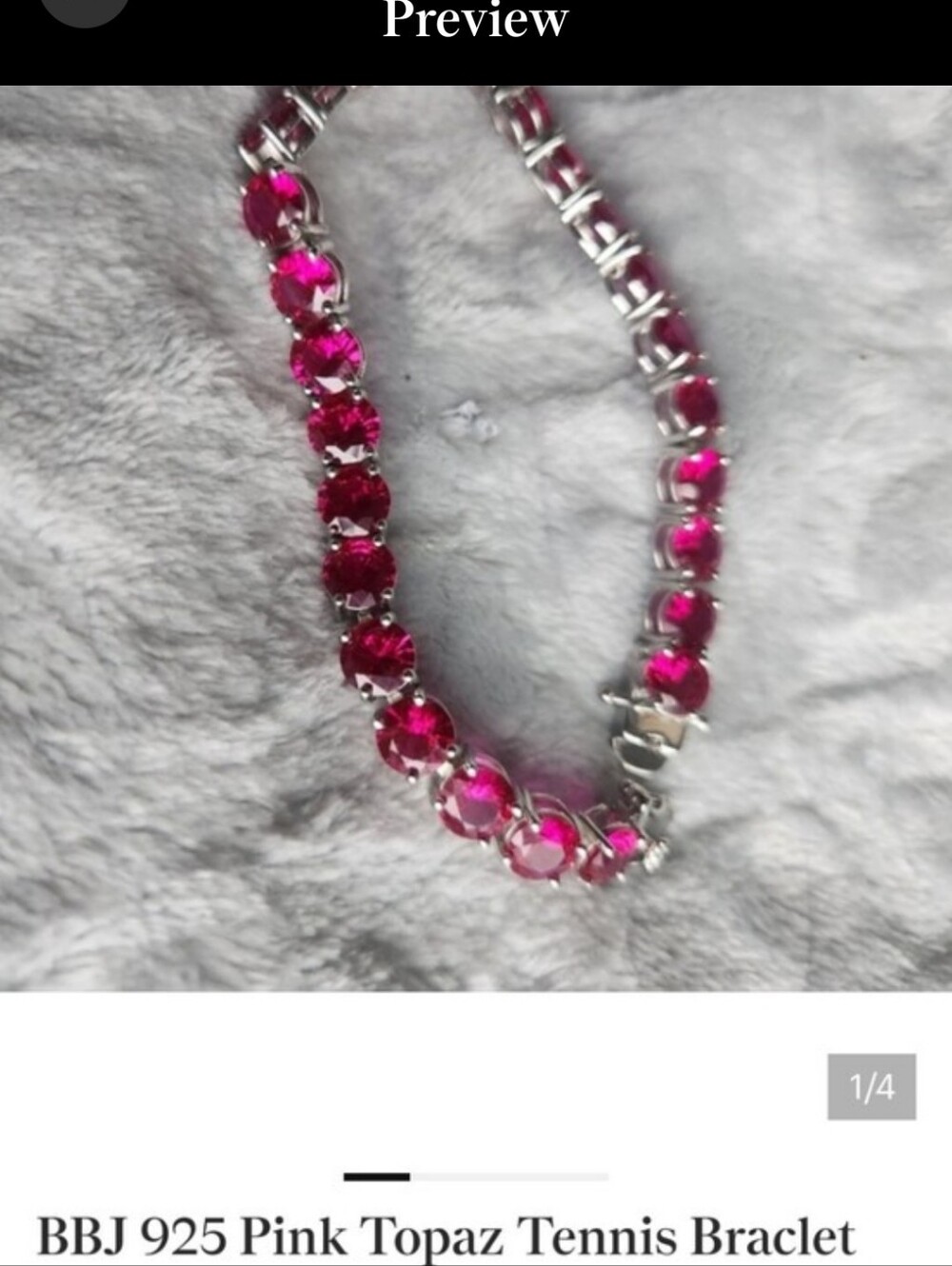 Pink Topaz Tennis Bracelet - Sterling 925